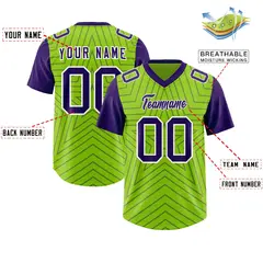Neon Green Purple Star Pattern Raglan Football Jersey 2