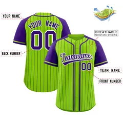 Neon Green Purple Stripe Raglan Baseball Jersey 2