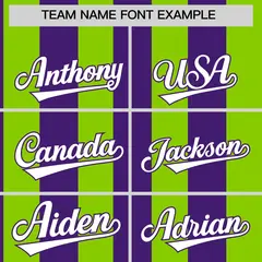 Neon Green Purple Stripe Two-Button Softball Jersey 3