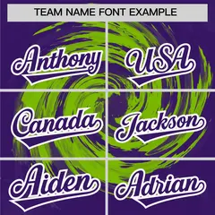 Neon Green Purple Swirl Graffiti Baseball Jersey 3