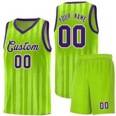 Neon Green Purple Vertical Stripe Basketball Team Jersey