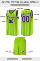 Neon Green Purple Vertical Stripe Basketball Team Jersey 2