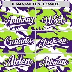 Neon Green Purple White Camo Gradient Baseball Jersey 3