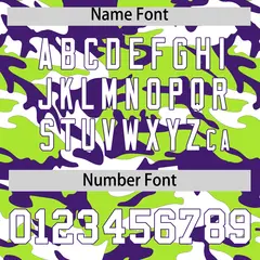 Neon Green Purple White Camo Gradient Baseball Jersey 4