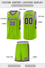 Neon Green Purple White Gradient Star Graffiti Basketball Jersey 5