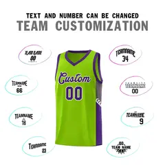 Neon Green Purple-White Side Stripe Sports Basketball Jersey 4