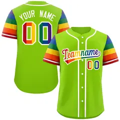 Neon Green Rainbow Pride Month Raglan Baseball Jersey 1