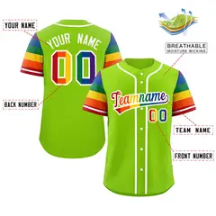 Neon Green Rainbow Pride Month Raglan Baseball Jersey 2