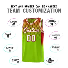 Neon Green Red Dot Pattern Reversible Side Gradient Basketball Jersey Kits 4