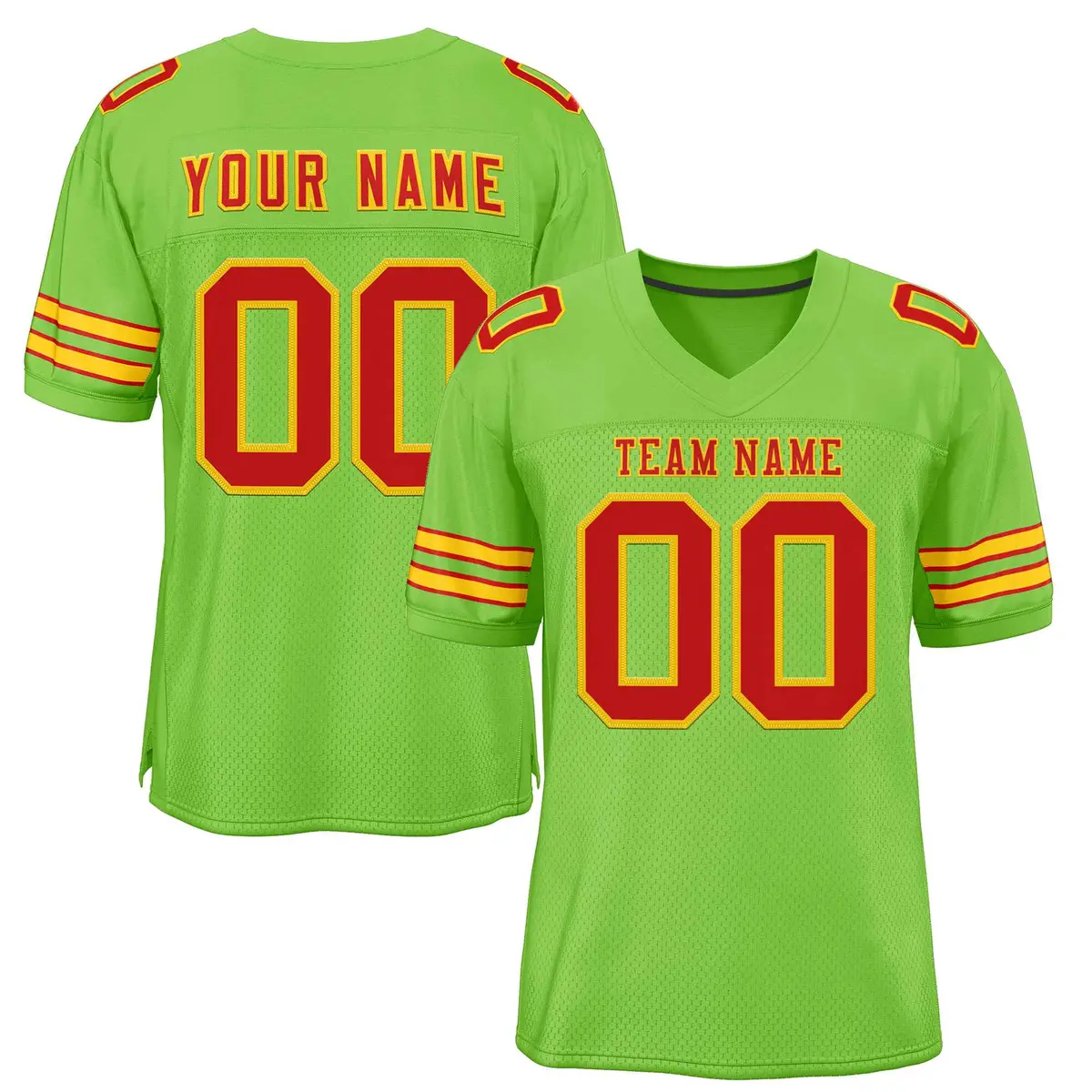 Neon Green Red-Gold Classic Style Authentic Football Jersey