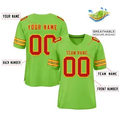 Neon Green Red-Gold Classic Style Authentic Football Jersey 2