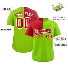 Neon Green Red Half Gradient Authentic Baseball Jersey 2