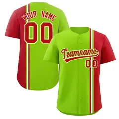 Neon Green Red White Color Block Authentic Baseball Jersey 1
