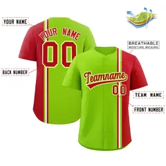 Neon Green Red White Color Block Authentic Baseball Jersey 2