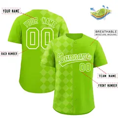 Neon Green Rhombus Design Authentic Baseball Jersey 2
