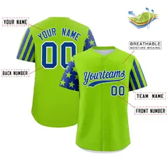 Neon Green Royal Blue American Flag Raglan Baseball Jersey 2