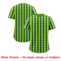 Neon Green Royal Blue Thick Stripe Star Pattern Baseball Jersey 7