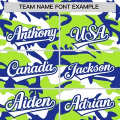 Neon Green Royal Blue White Camo Gradient Baseball Jersey 3