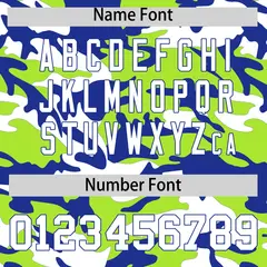 Neon Green Royal Blue White Camo Gradient Baseball Jersey 4