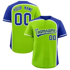 Neon Green Royal Color Block Authentic Baseball Jersey 1