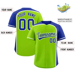 Neon Green Royal Color Block Authentic Baseball Jersey 2