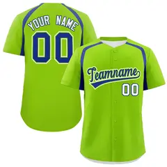 Neon Green Royal Color Block Authentic Baseball Jersey 1