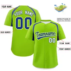 Neon Green Royal Color Block Authentic Baseball Jersey 2