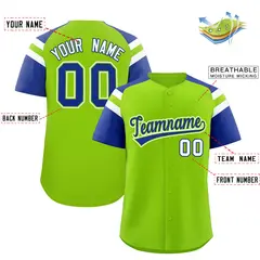 Neon Green Royal Contrast Raglan Baseball Jersey 2