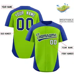 Neon Green Royal Edge Color Block Baseball Jersey 2