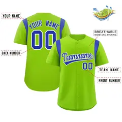 Neon Green Royal Full Button Classic Baseball Jersey 2