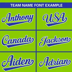 Neon Green Royal Full Button Classic Baseball Jersey 3