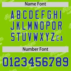 Neon Green Royal Full Button Graffiti Text Baseball Jersey 4