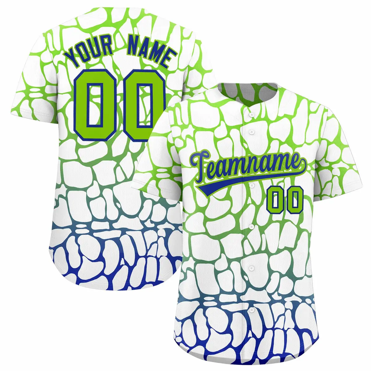 Neon Green Royal Giraffe Graffiti Pattern Baseball Jersey