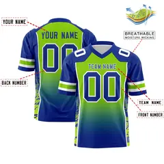 Neon Green Royal Gradient Side Pattern Football Jersey 2