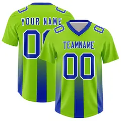 Neon Green Royal Gradient Vertical Stripe Football Jersey 1