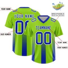 Neon Green Royal Gradient Vertical Stripe Football Jersey 2