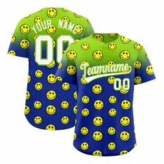 Neon Green Royal Graffiti Gradient Smile Baseball Jersey