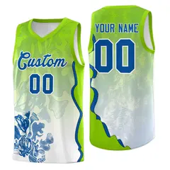 Neon Green Royal Illusion Flower Gradient Basketball Jersey 1