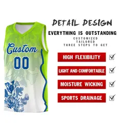 Neon Green Royal Illusion Flower Gradient Basketball Jersey 2