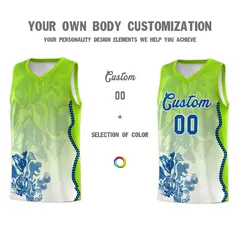 Neon Green Royal Illusion Flower Gradient Basketball Jersey 3