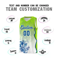 Neon Green Royal Illusion Flower Gradient Basketball Jersey 4