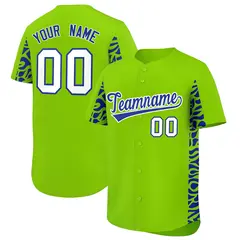 Neon Green Royal Leopard Graffiti Side Baseball Jersey