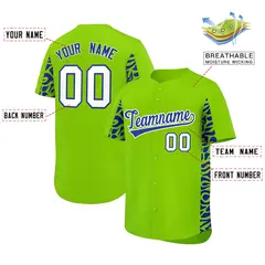 Neon Green Royal Leopard Graffiti Side Baseball Jersey 2