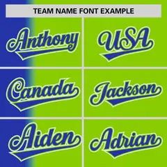 Neon Green Royal Pinstripe Gradient Baseball Jersey 3