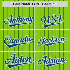 Neon Green Royal Pinstripe Two-Tone Baseball Jersey 3