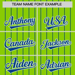 Neon Green Royal Pinstripe Two-Tone Baseball Jersey 3