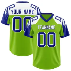 Neon Green Royal Raglan Sleeves Football Jersey