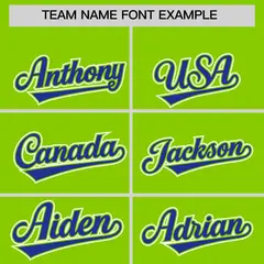 Neon Green Royal Side Flame Outline Baseball Jersey 3