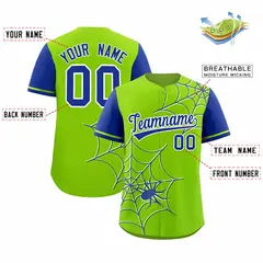 Neon Green Royal Spider Web Raglan Sleeves Baseball Jersey 2