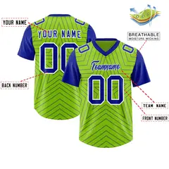 Neon Green Royal Star Pattern Raglan Football Jersey 2